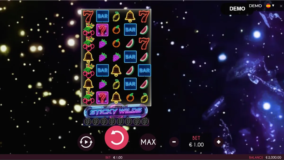 Interface neon vibrante do slot Turbo Fortune Cherryways com símbolos de frutas brilhantes